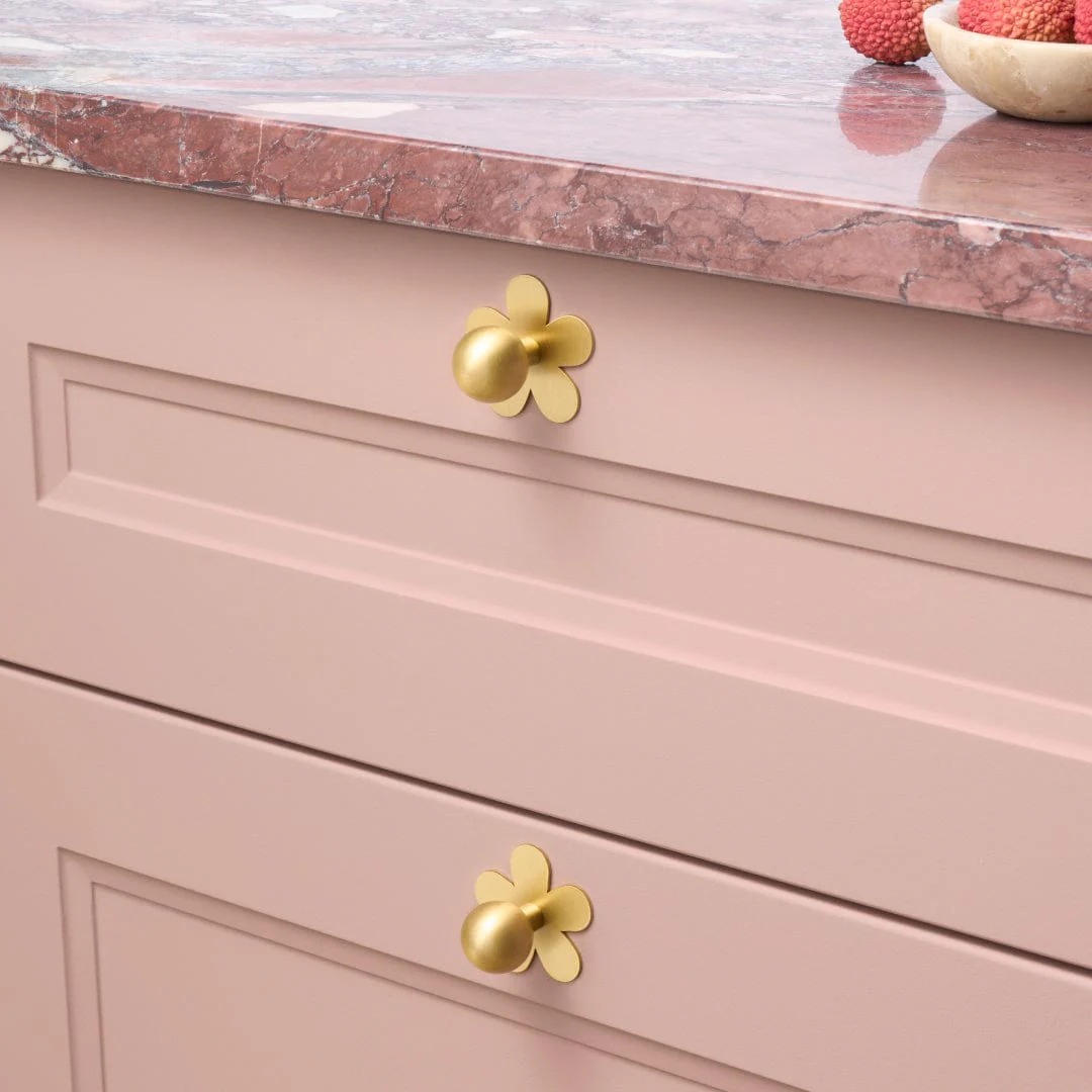 ADA Flower Knob Backplate - Brass - Image 2