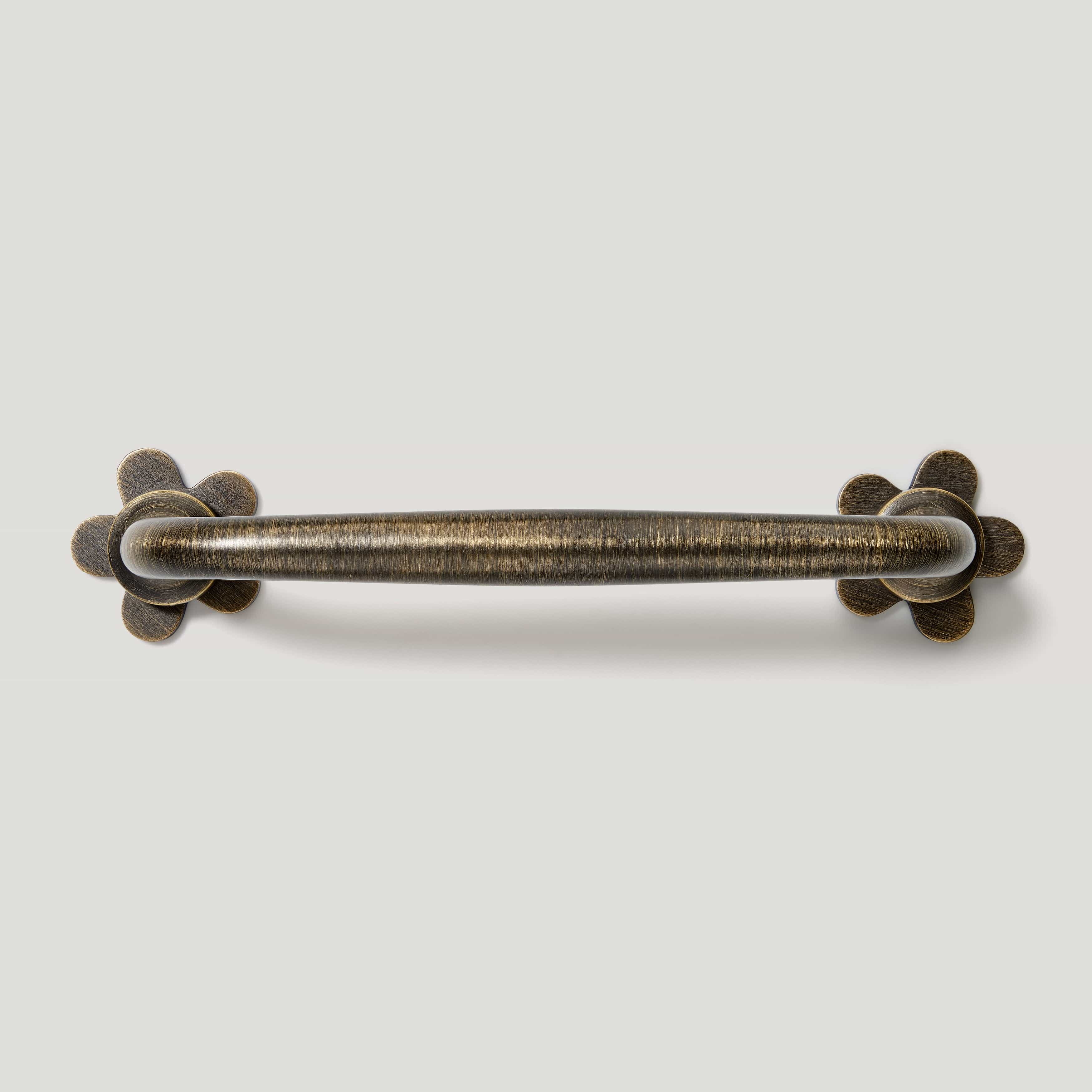 ADA Pull with Flower Backplates - Antique Brass - Image 2