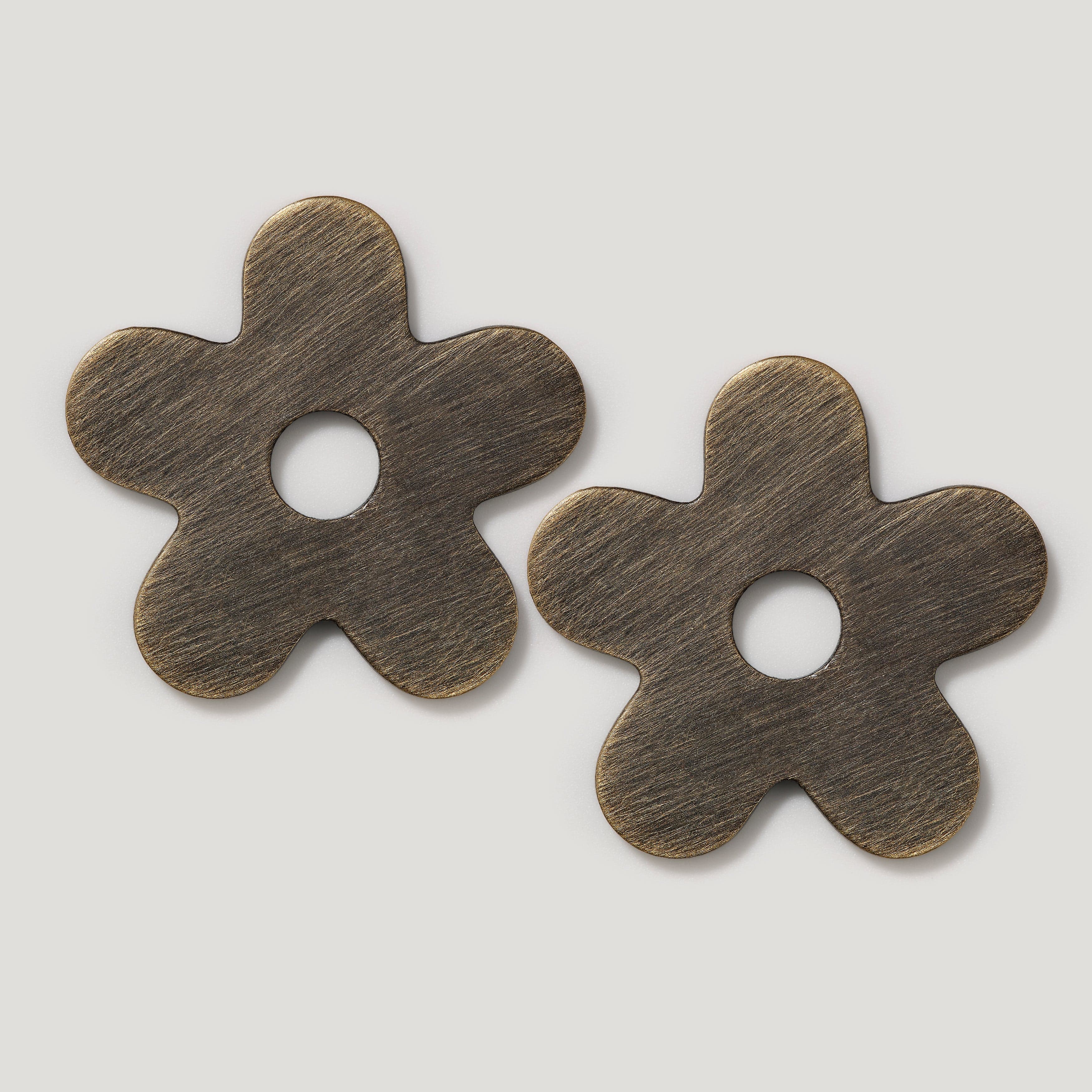 ADA Pull with Flower Backplates - Antique Brass - Image 3