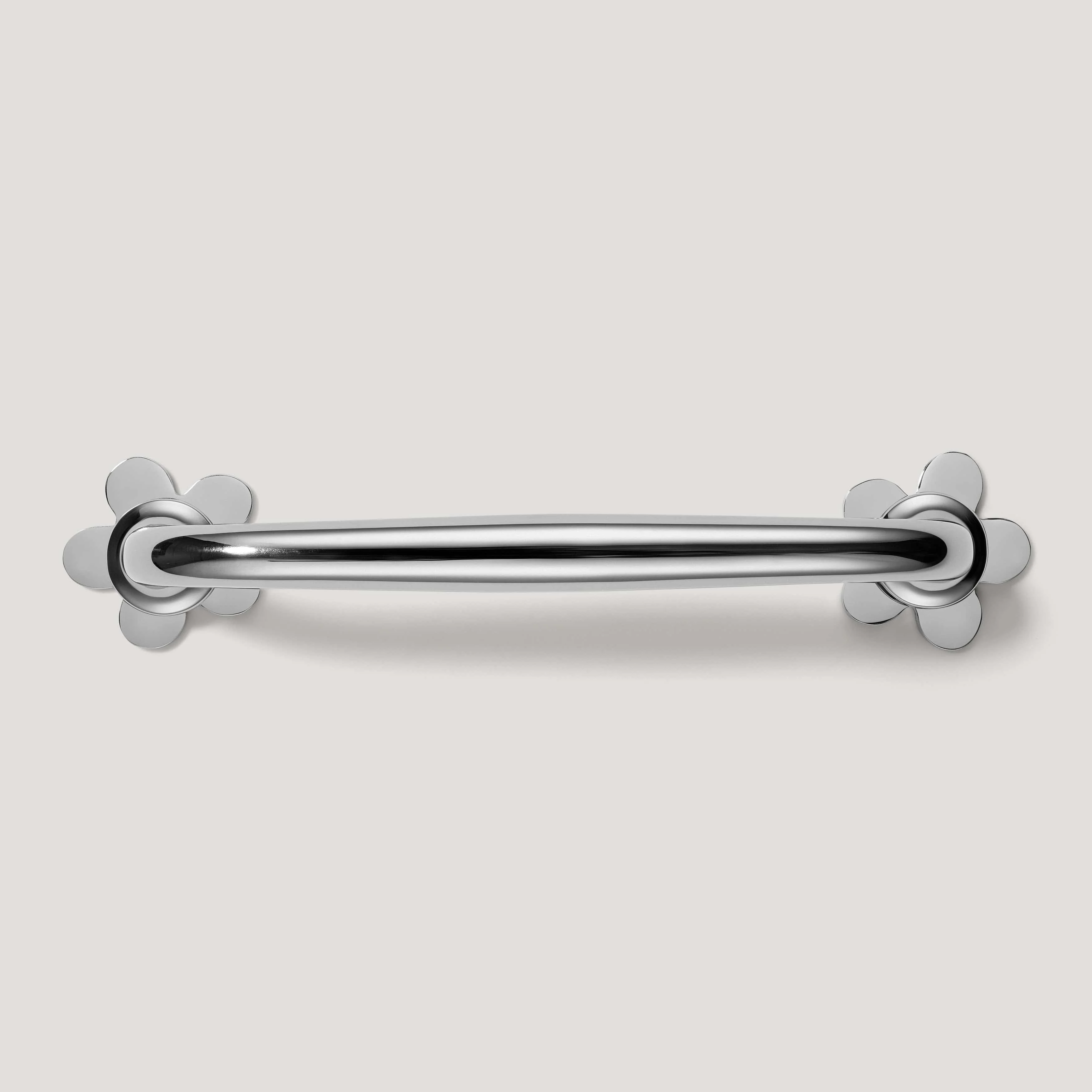 ADA Pair of Small Flower Pull Backplates - Polished Nickel - Image 3