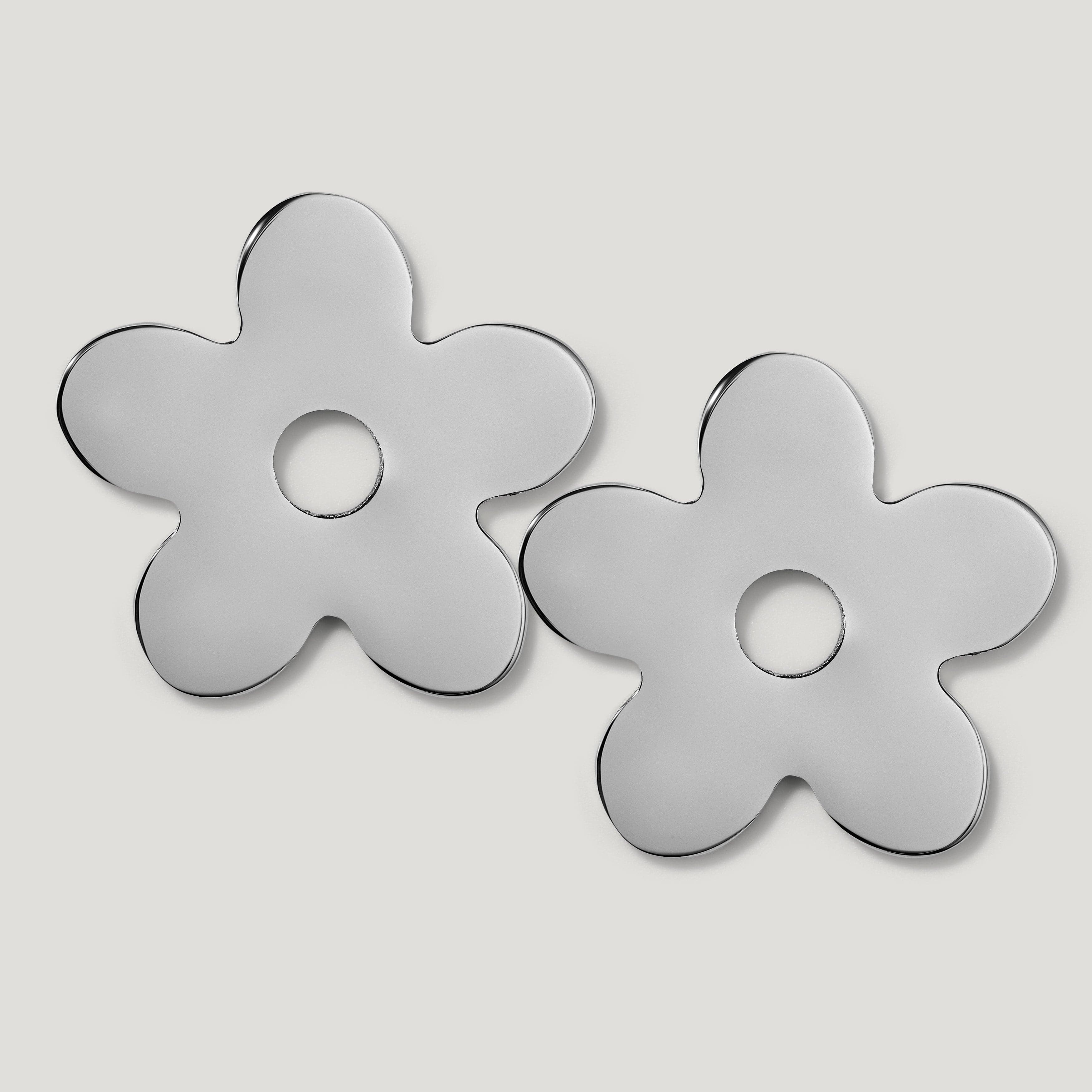 ADA Pair of Small Flower Pull Backplates - Polished Nickel