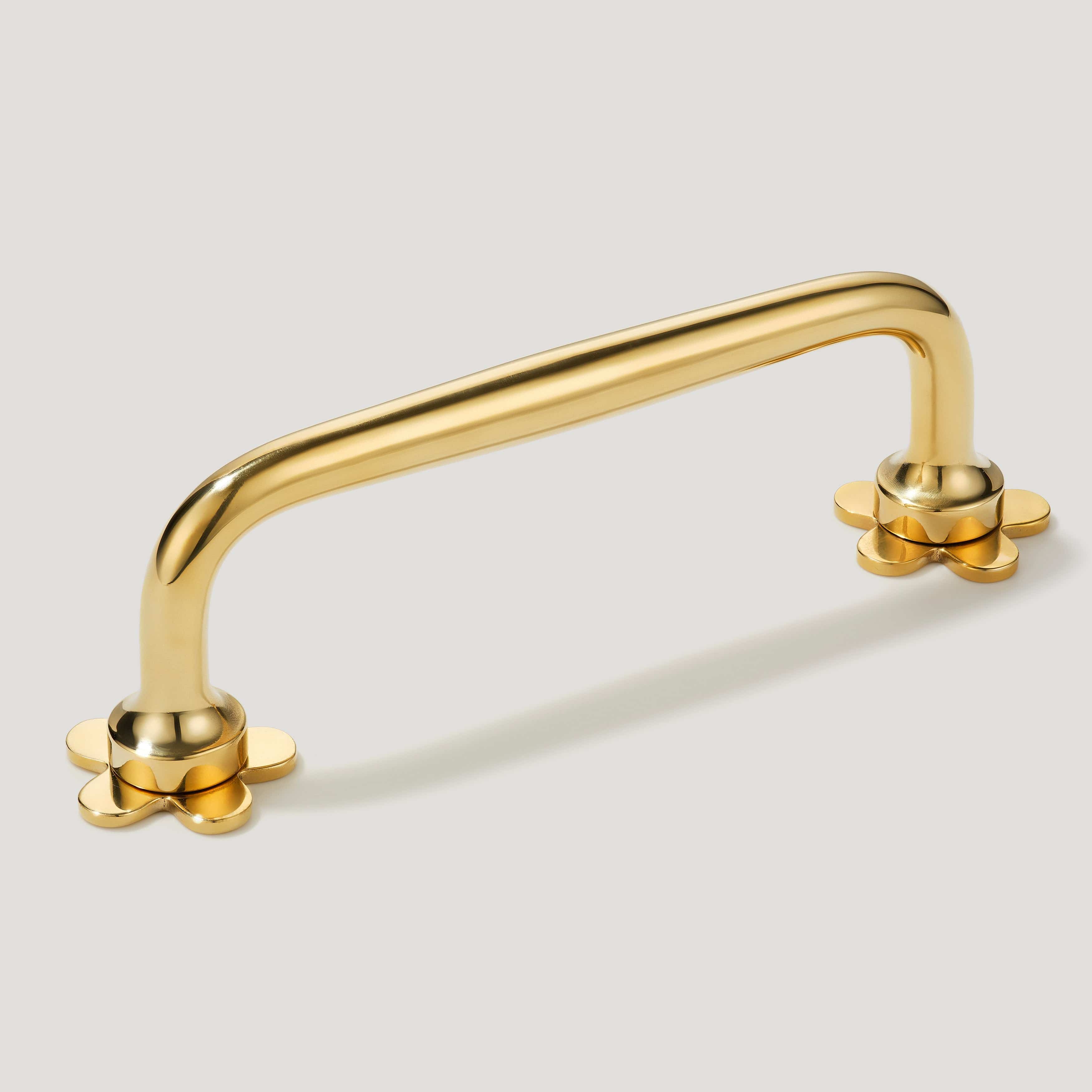 ADA Pair of Small Flower Pull Backplates - Unlacquered Brass - Image 3