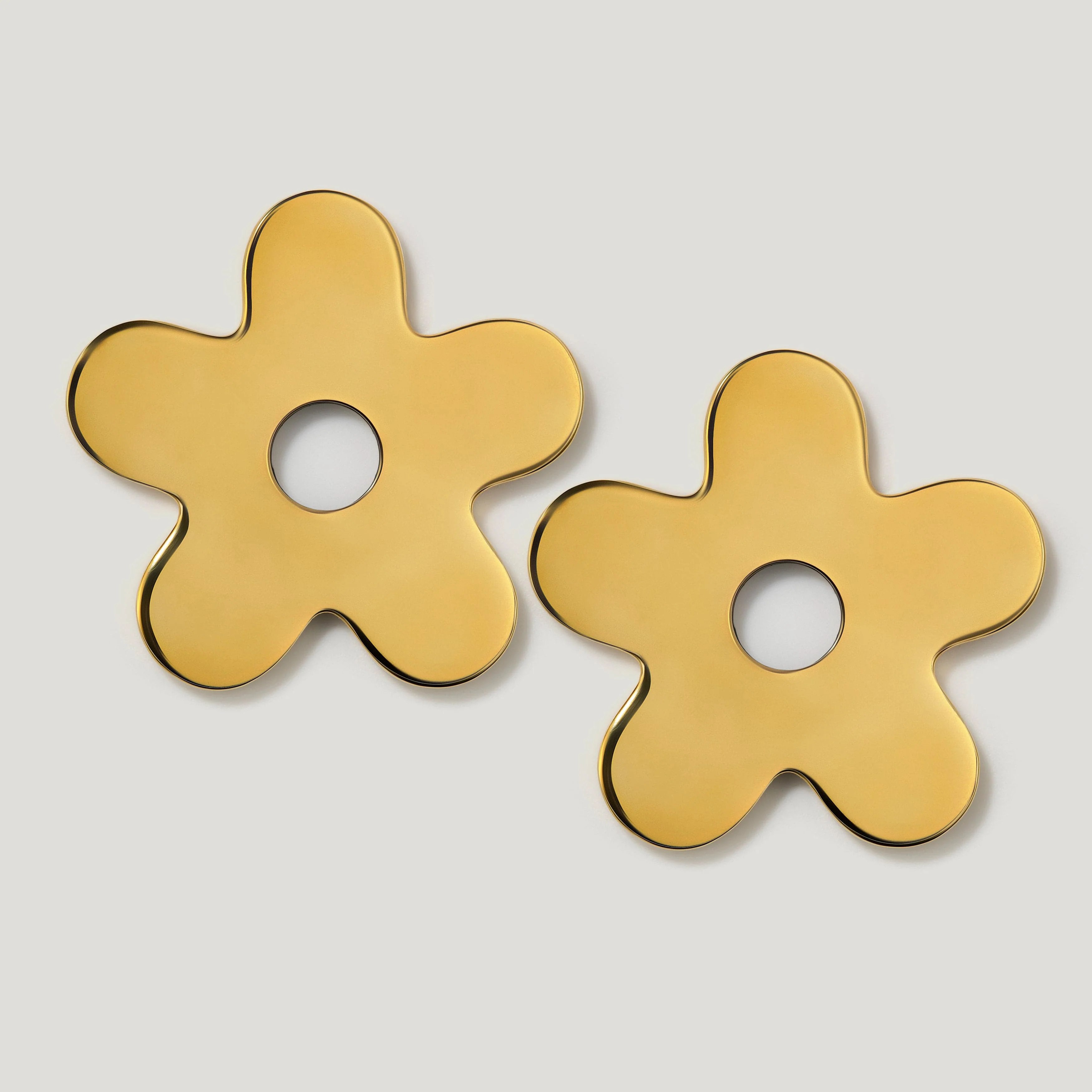 ADA Pair of Small Flower Pull Backplates - Unlacquered Brass
