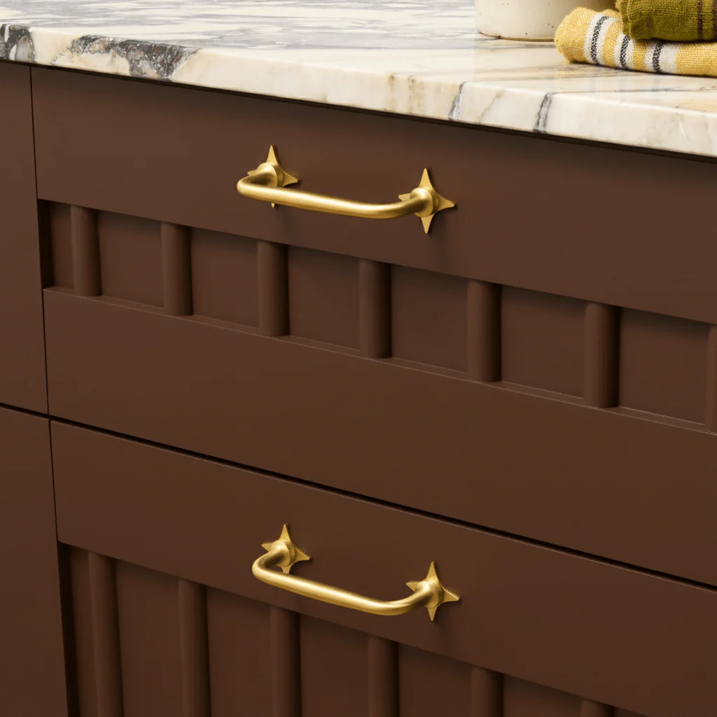 ADA Pull with Star Backplates - Brass - Image 2