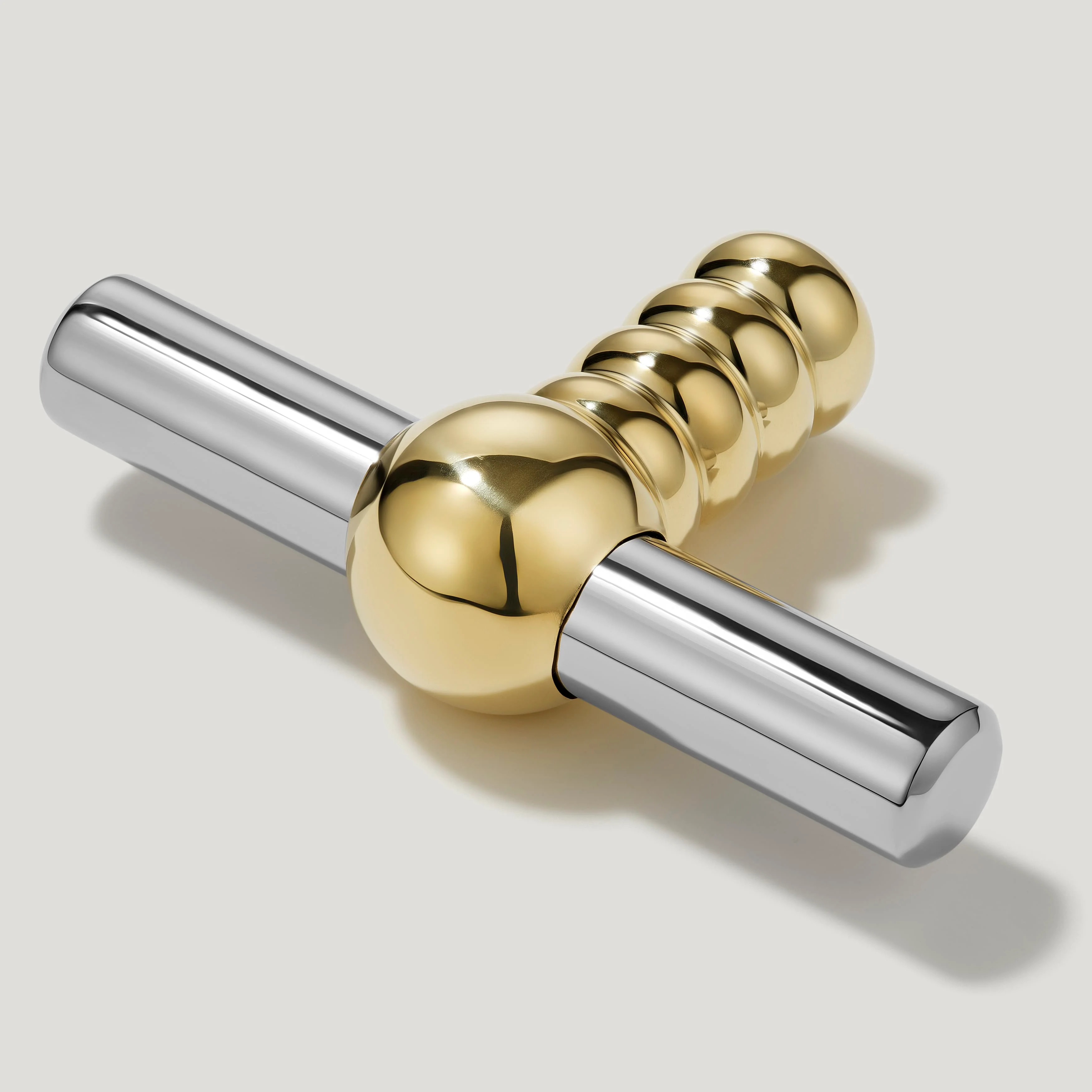 ESBEN Single T Pull - Polished Nickel & Unlacquered Brass - Image 3