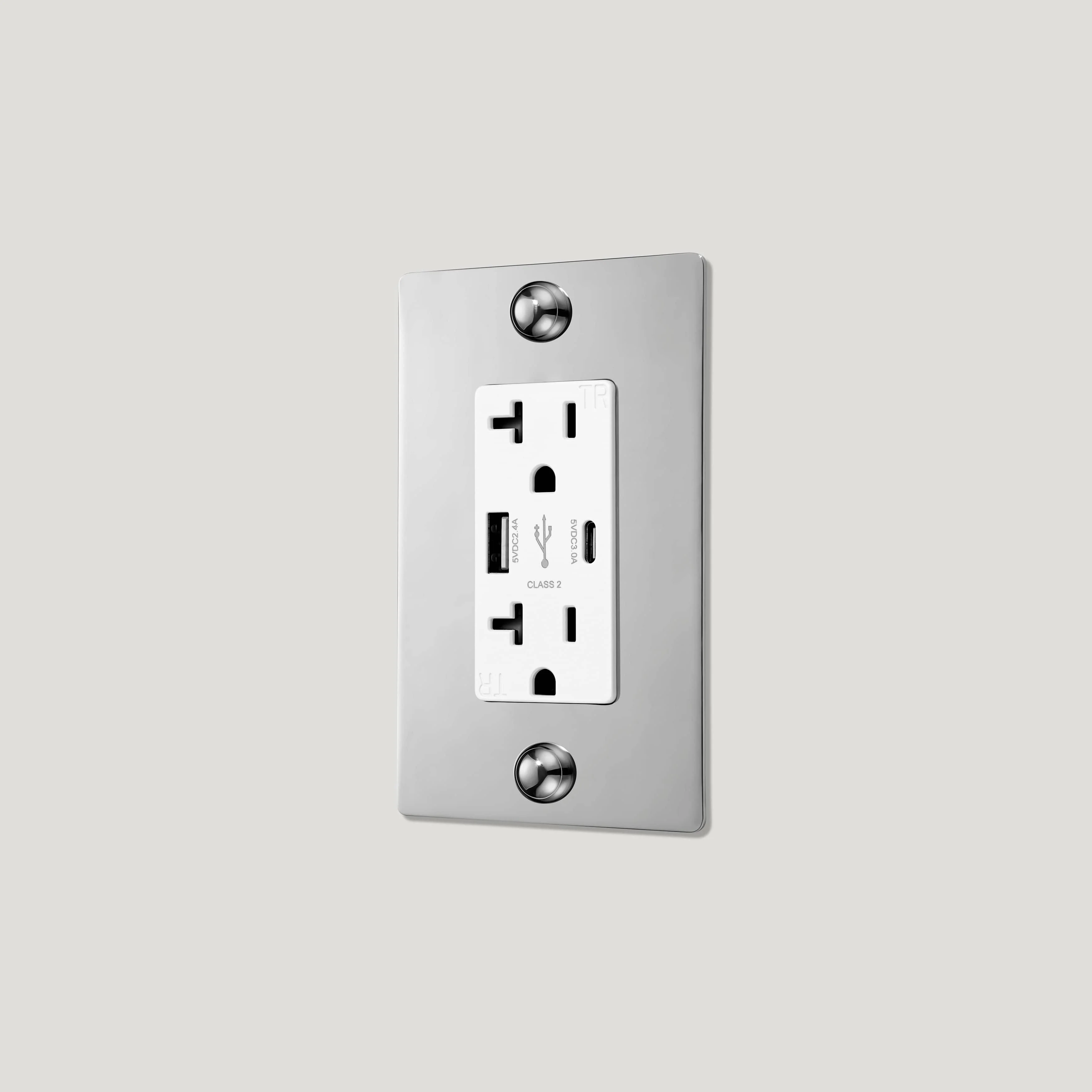 JASPER 1G 20A USB Outlet - Polished Nickel - Image 2