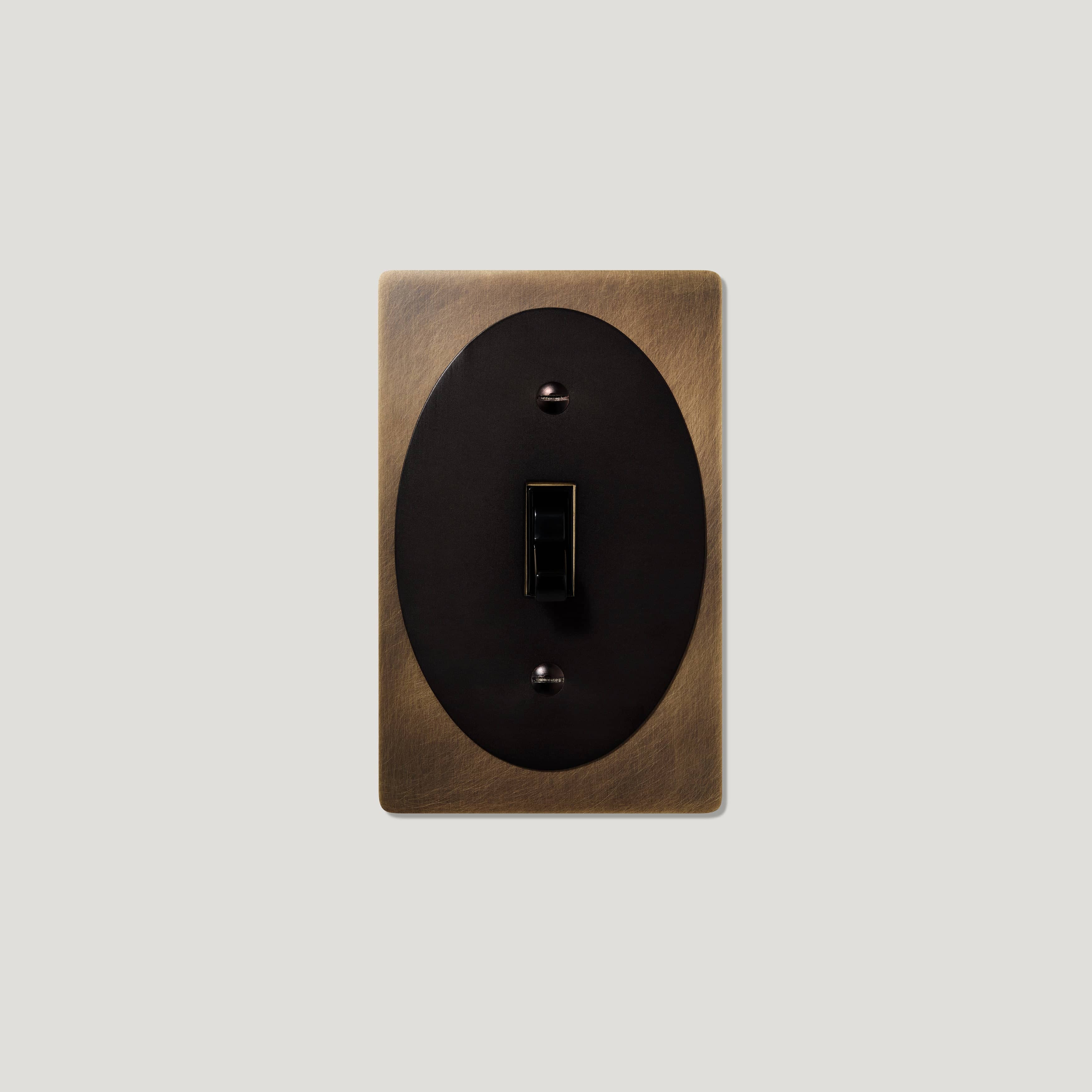 JASPER 1G Oval Toggle Light Switch - Antique Brass / Blackened Bronze