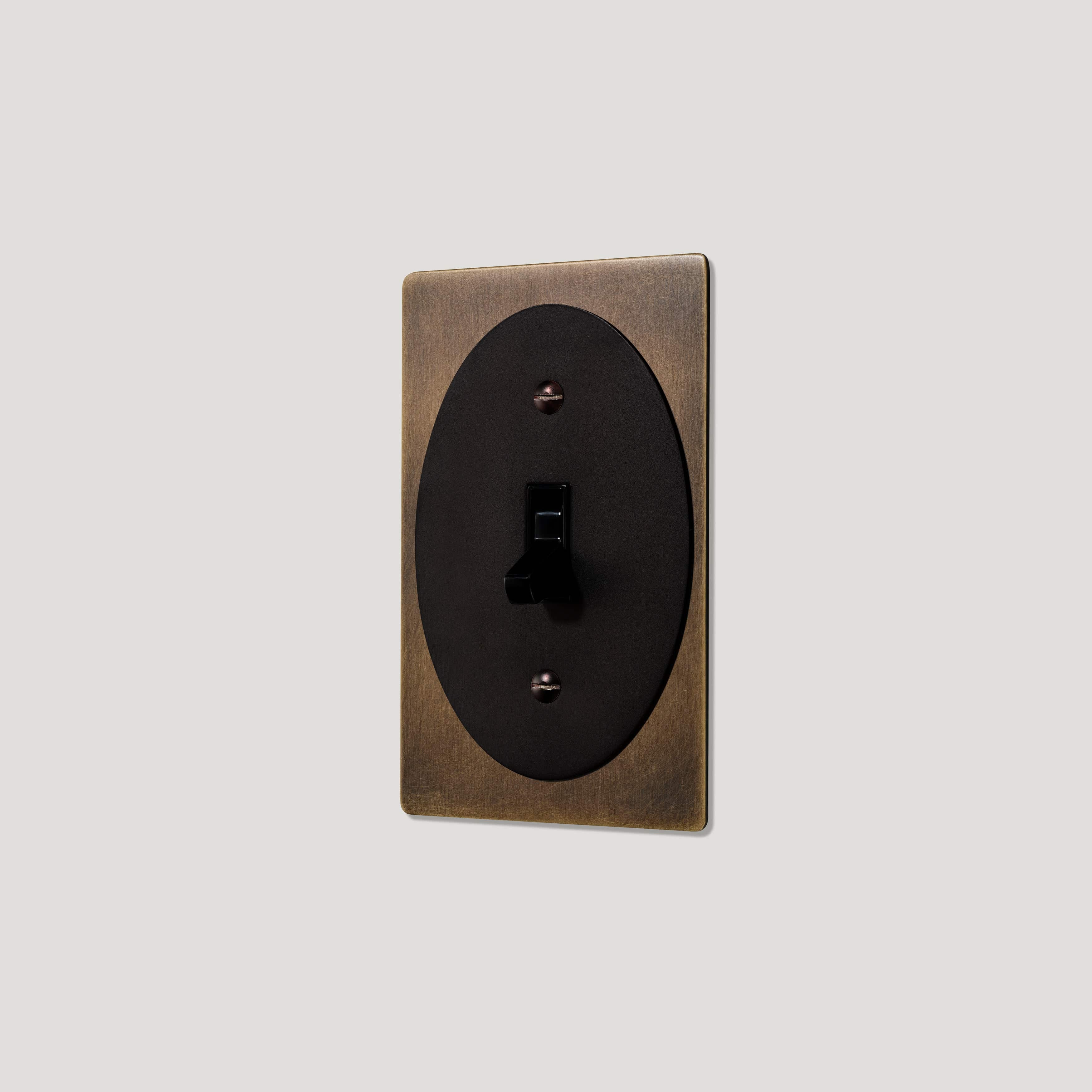 JASPER 1G Oval Toggle Light Switch - Antique Brass / Blackened Bronze - Image 3
