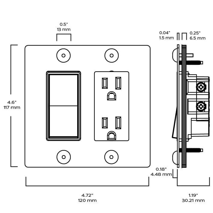 JASPER 2G Rocker Switch & Outlet - Brass - Image 3